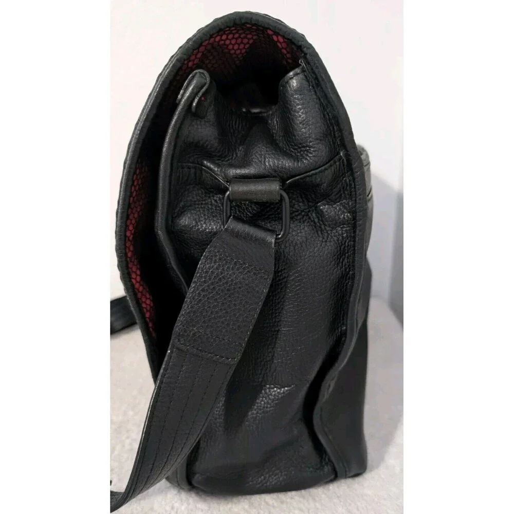 Lloyd Messenger Bag Black Pebbled Leather Turn Locks Briefcase